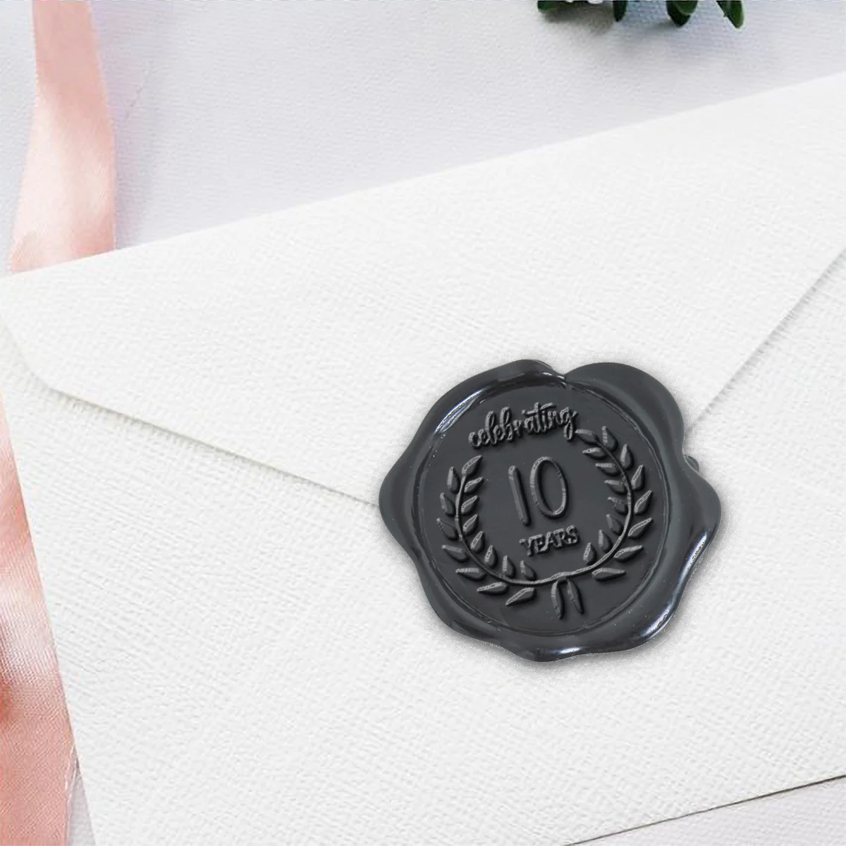 10th Anniversary Hand Pressed Adhesive Wax Seals #5020-10PNS