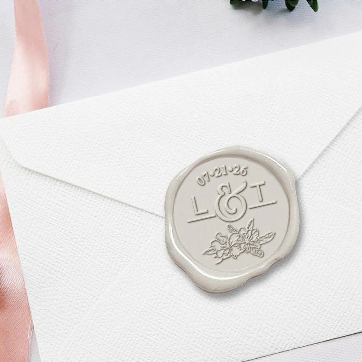 Fantasia Botanical Wedding Monogram Custom Wax Seal Stamp #2505 - Image 3