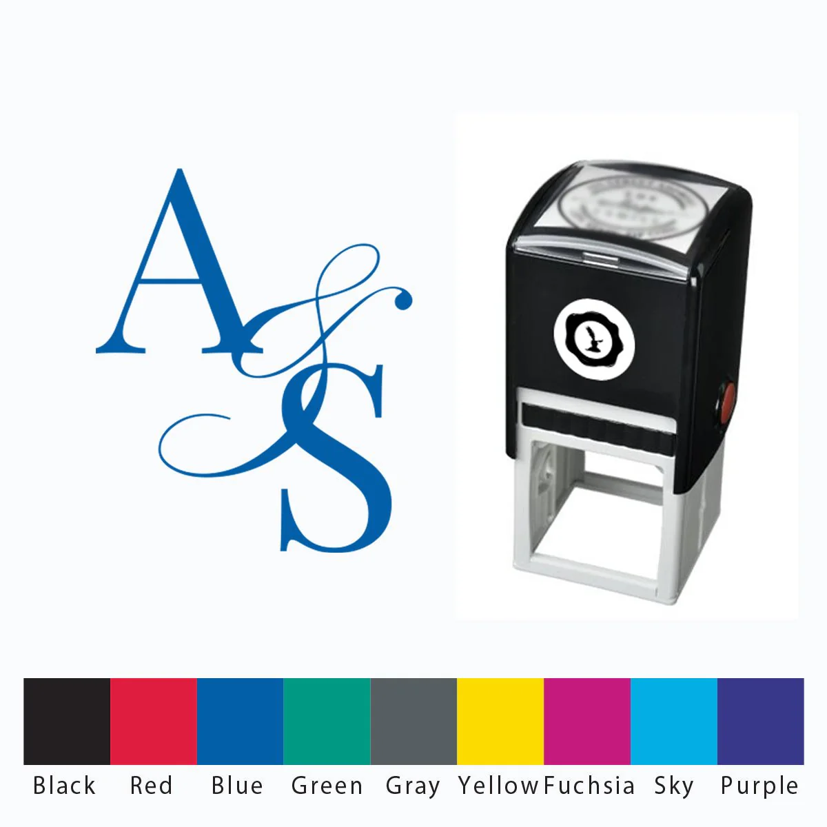 2 Letters Self Inking Stamper with Black Ink cartridge Round 1 5/8" #20691