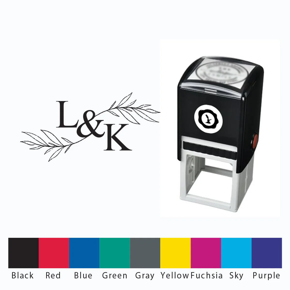 2 Letters Self Inking Stamper with Black Ink cartridge Round 1 5/8" #20781