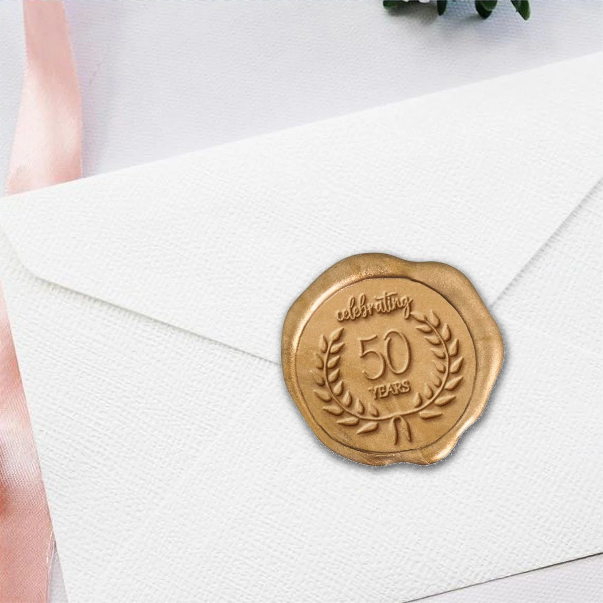 50th Anniversary Hand Pressed Adhesive Wax Seals #5020-50PNS