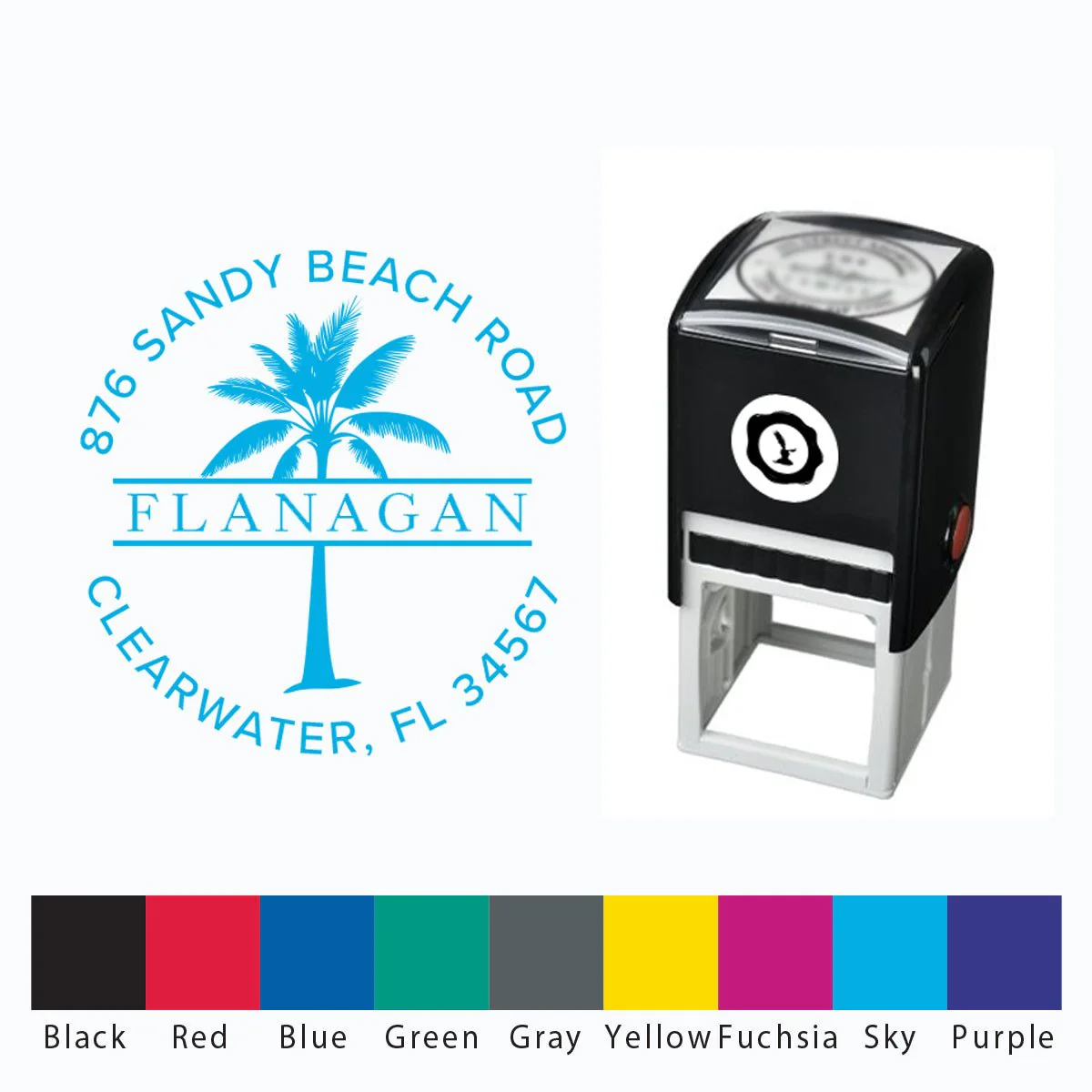 Address Self Inking Stamper with Black Ink cartridge Round 1 5/8" #2070