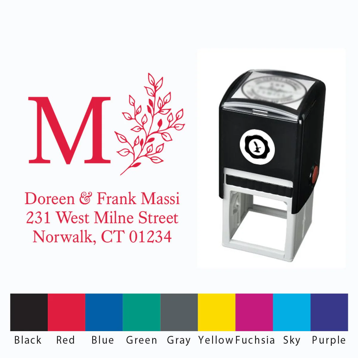 Address Self Inking Stamper with Black Ink cartridge Square 1 5/8" #2060