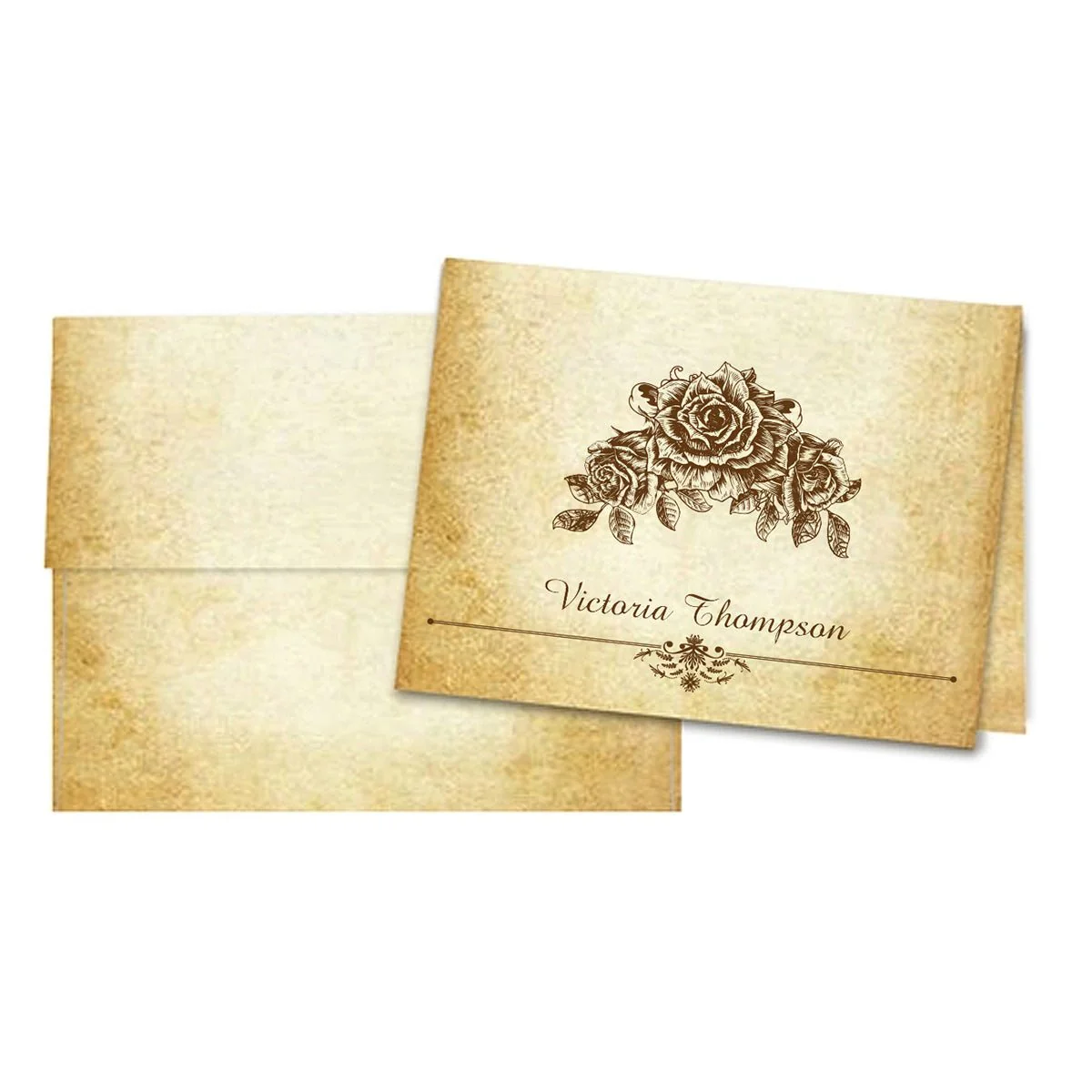 Aged Parchment Printed Note Card Set with Envelopes 8/8 - 8 Designs with Personalization Option - Image 16