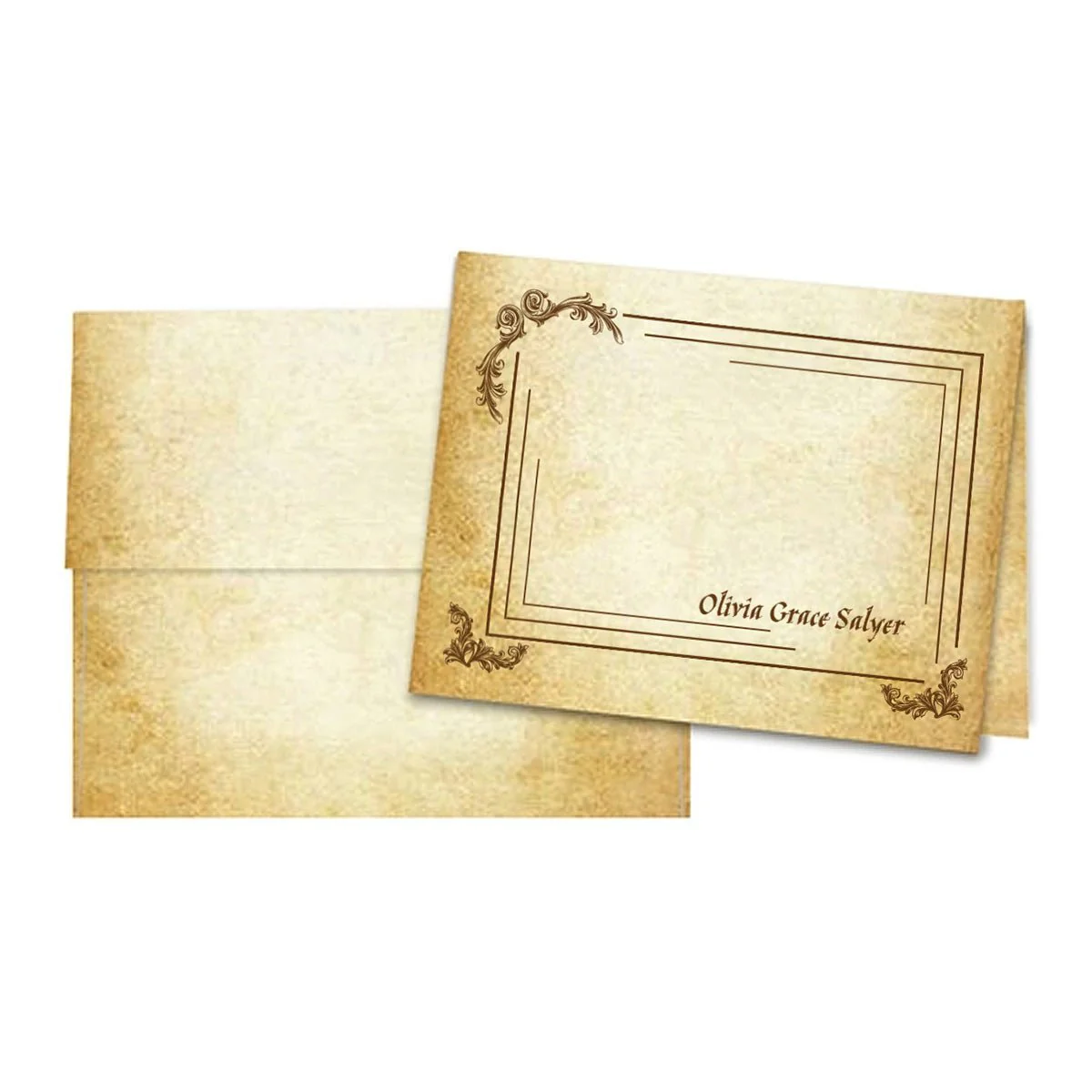Aged Parchment Printed Note Card Set with Envelopes 8/8 - 8 Designs with Personalization Option - Image 18