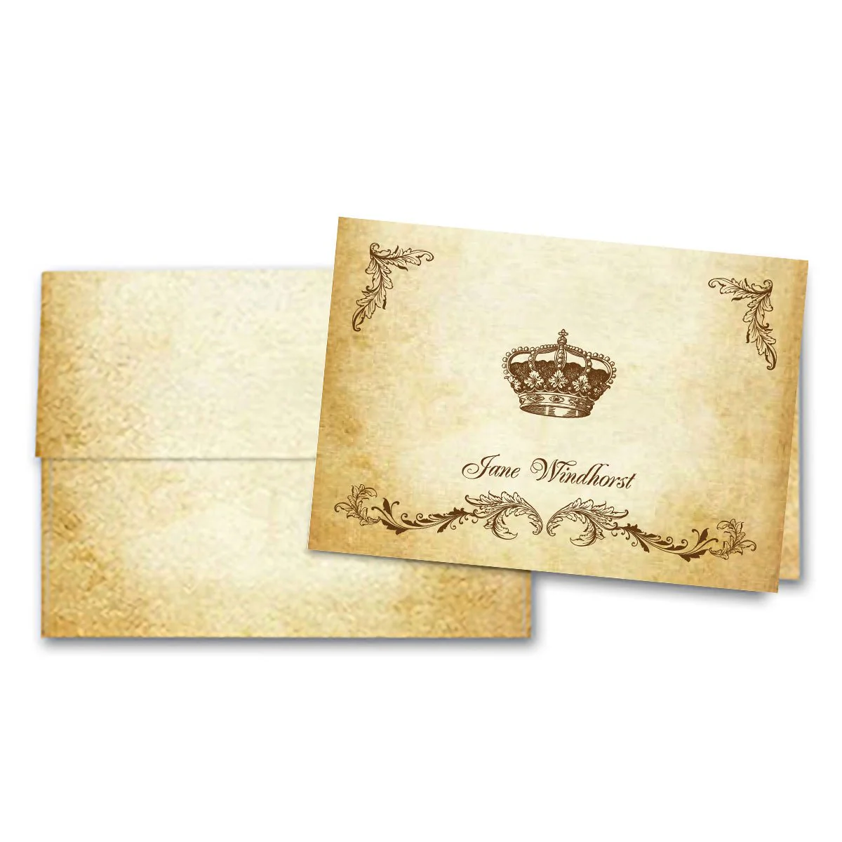 Aged Parchment Printed Note Card Set with Envelopes 8/8 - 8 Designs with Personalization Option - Image 4