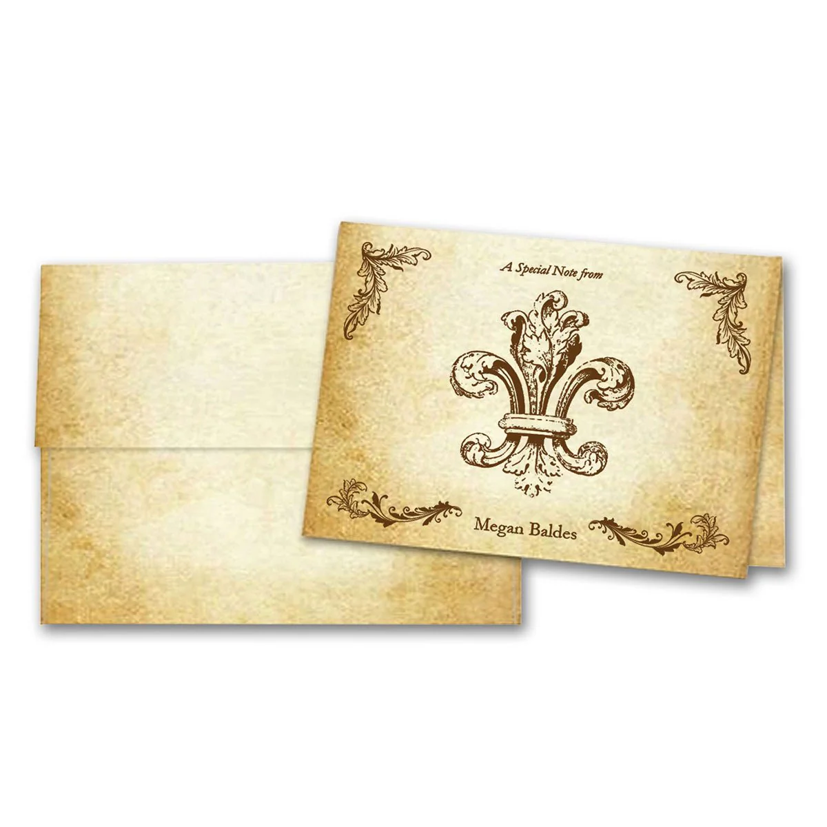 Aged Parchment Printed Note Card Set with Envelopes 8/8 - 8 Designs with Personalization Option - Image 6