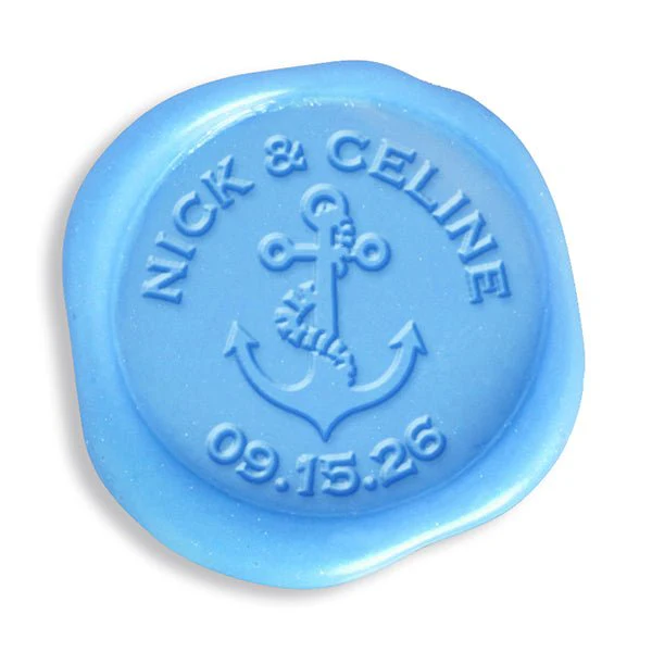 Anchor  Wedding Monogram Custom Wax Seal Stamp with Names and Date #408 - Image 2