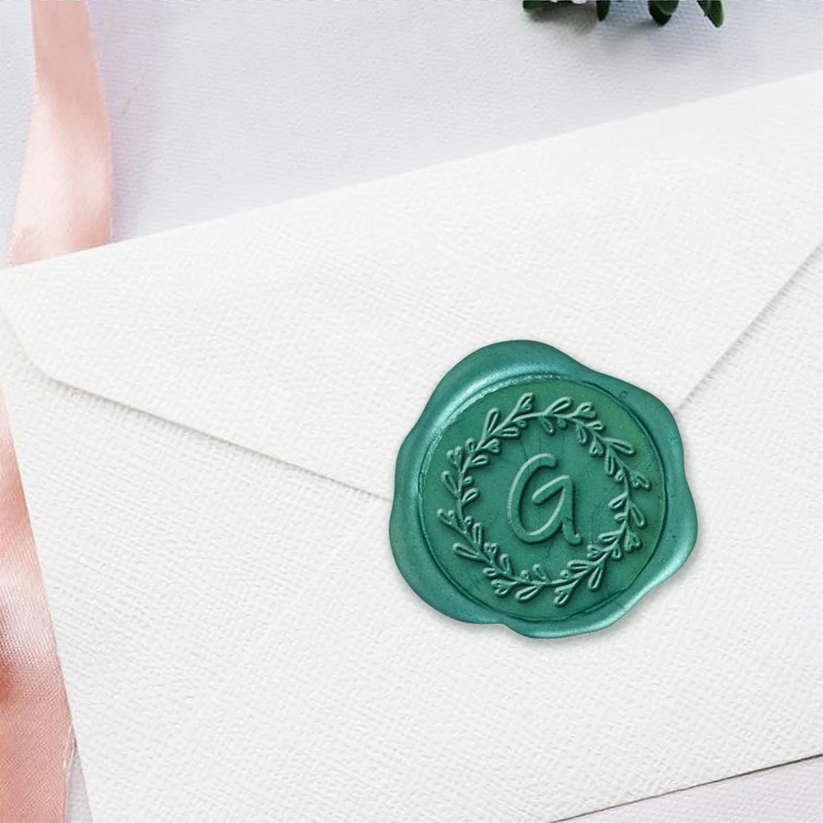 Angelina Single Initial Adhesive Wax Seals #8003 Bundle with Stamp