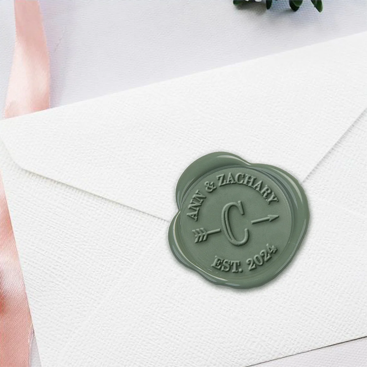 Arrow Wedding Monogram Adhesive Wax Seals #9301A bundle with stamp