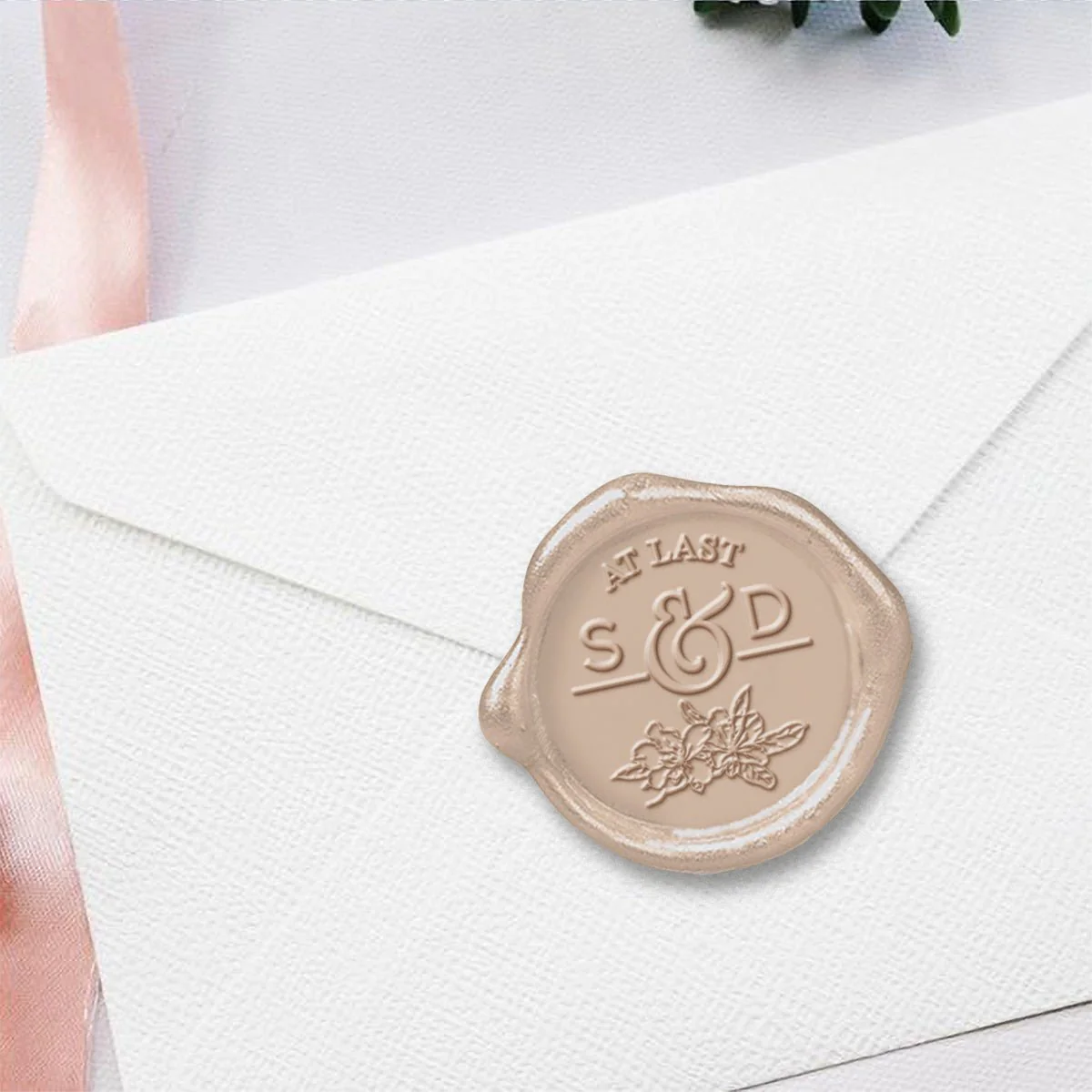 Fantasia At Last Wedding Monogram Custom Wax Seal Stamp #2504 - Image 3