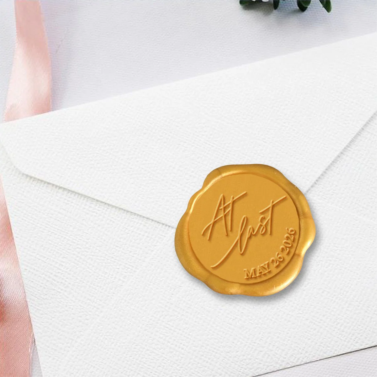 At Last Wedding Wax Seal Stamp with Custom Date #2586 - Image 3