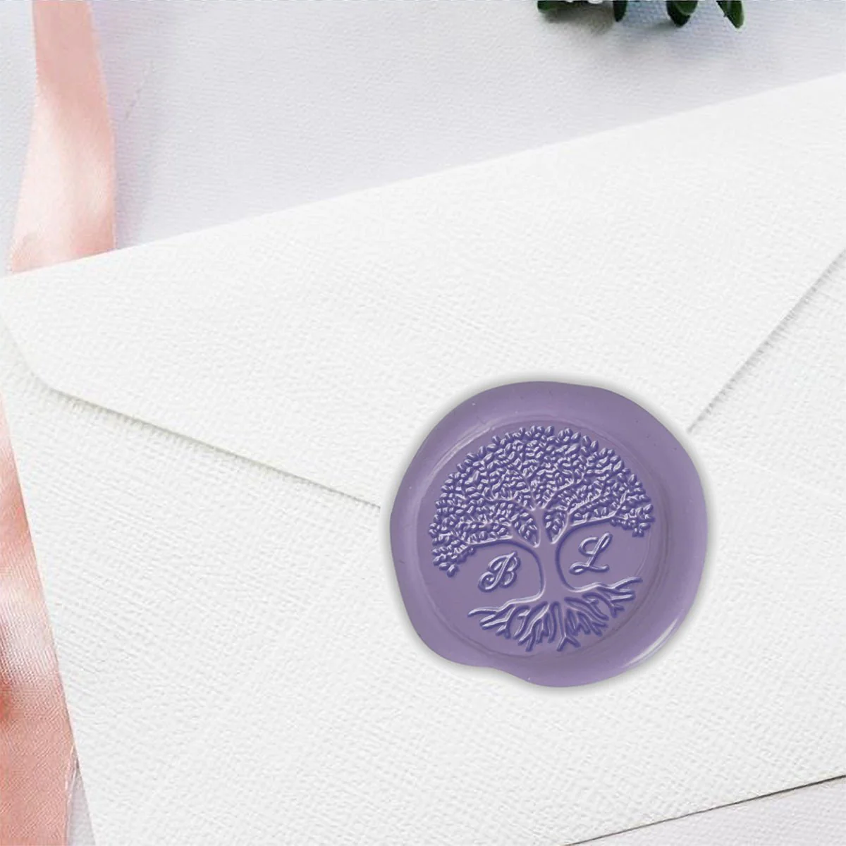Banyan Tree Wedding Monogram Adhesive Wax Seals #9004 bundle with Stamp