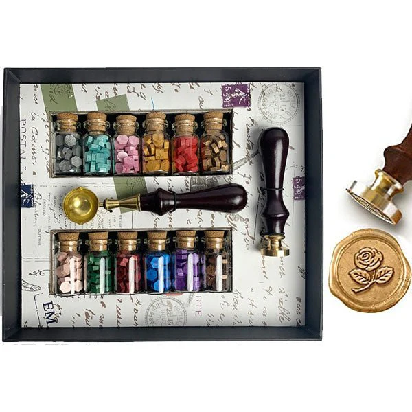 Bead Sealing Wax Starter Kit with Wax Seal Stamp, 12 colors Sealing Wax and Melting Spoon - Image 10