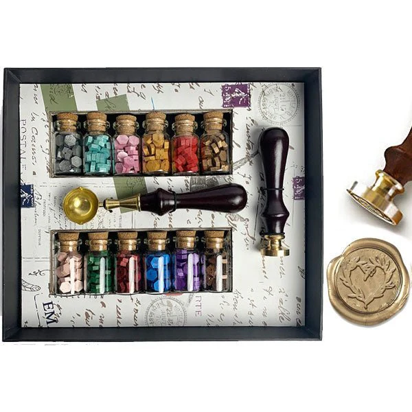 Bead Sealing Wax Starter Kit with Wax Seal Stamp, 12 colors Sealing Wax and Melting Spoon - Image 4