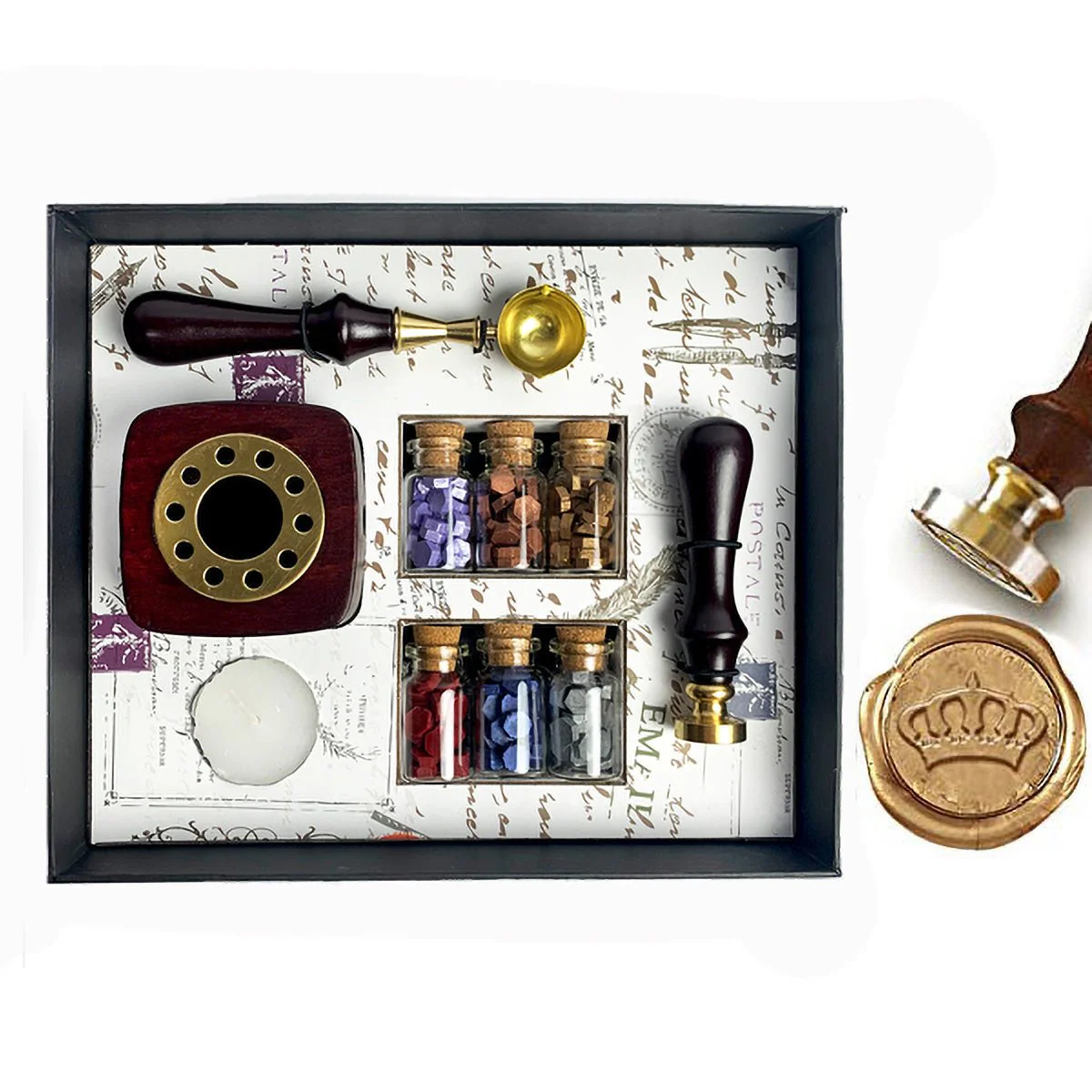 Bead Sealing Wax Kit with 6 colors Sealing Wax Beads, Melting Pot, Candle and Spoon - Image 10