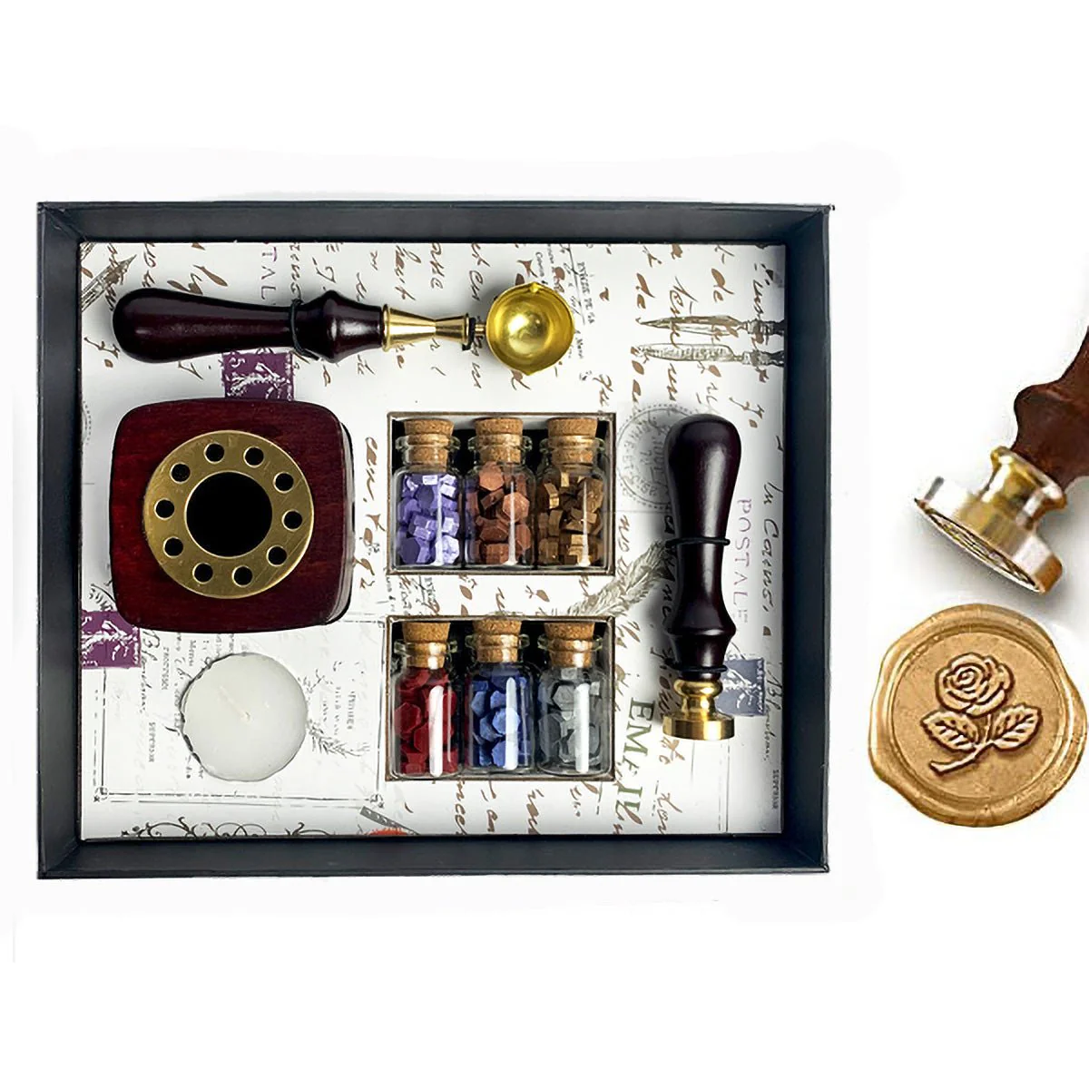 Bead Sealing Wax Kit with 6 colors Sealing Wax Beads, Melting Pot, Candle and Spoon - Image 11