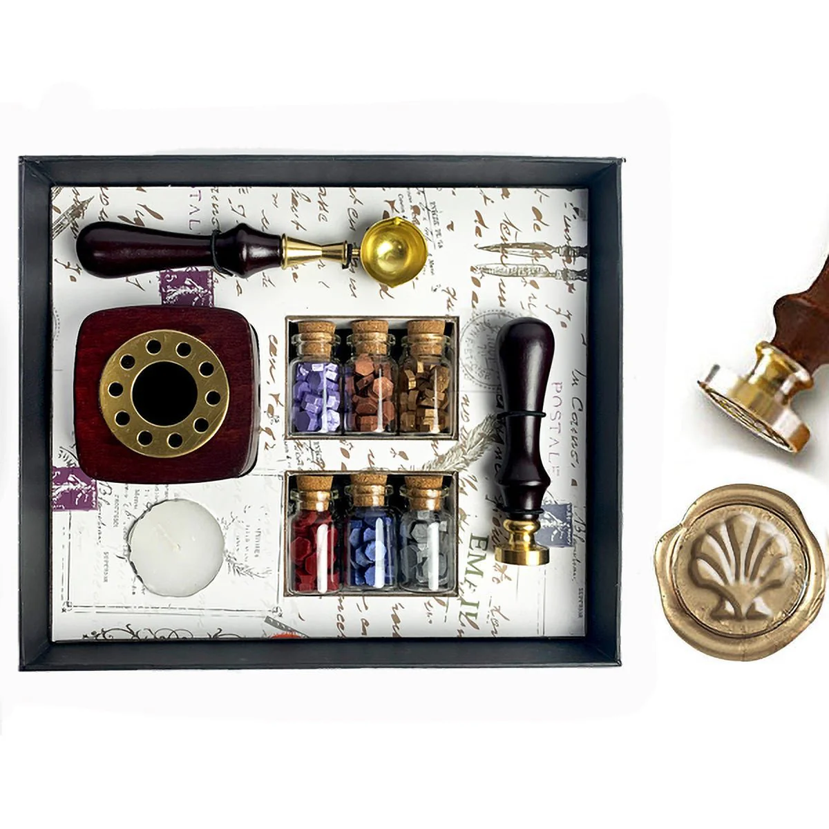 Bead Sealing Wax Kit with 6 colors Sealing Wax Beads, Melting Pot, Candle and Spoon - Image 12
