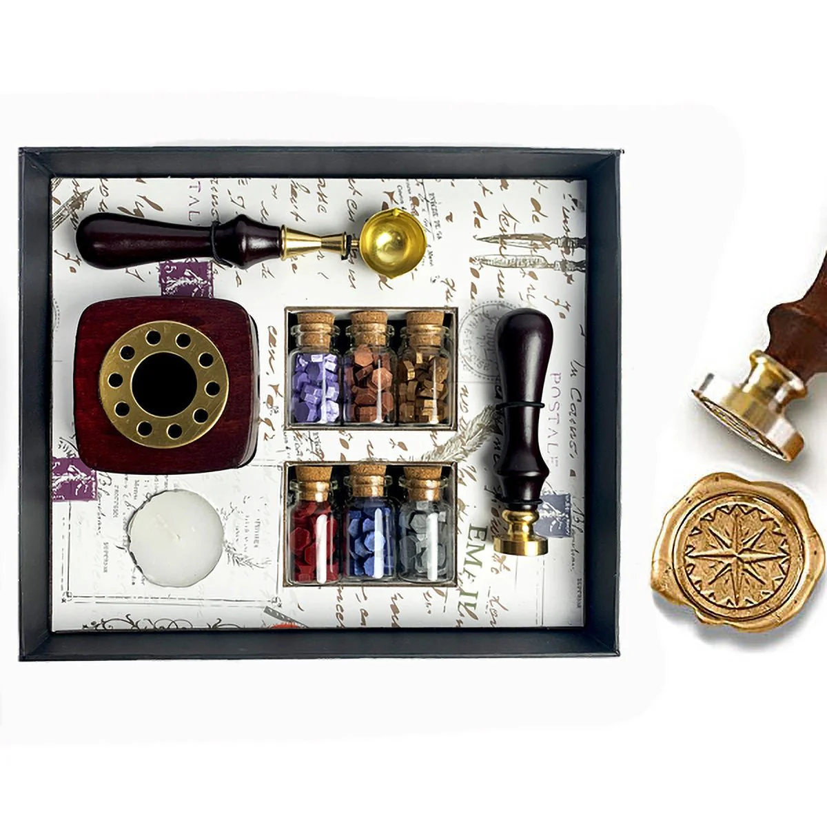 Bead Sealing Wax Kit with 6 colors Sealing Wax Beads, Melting Pot, Candle and Spoon - Image 14