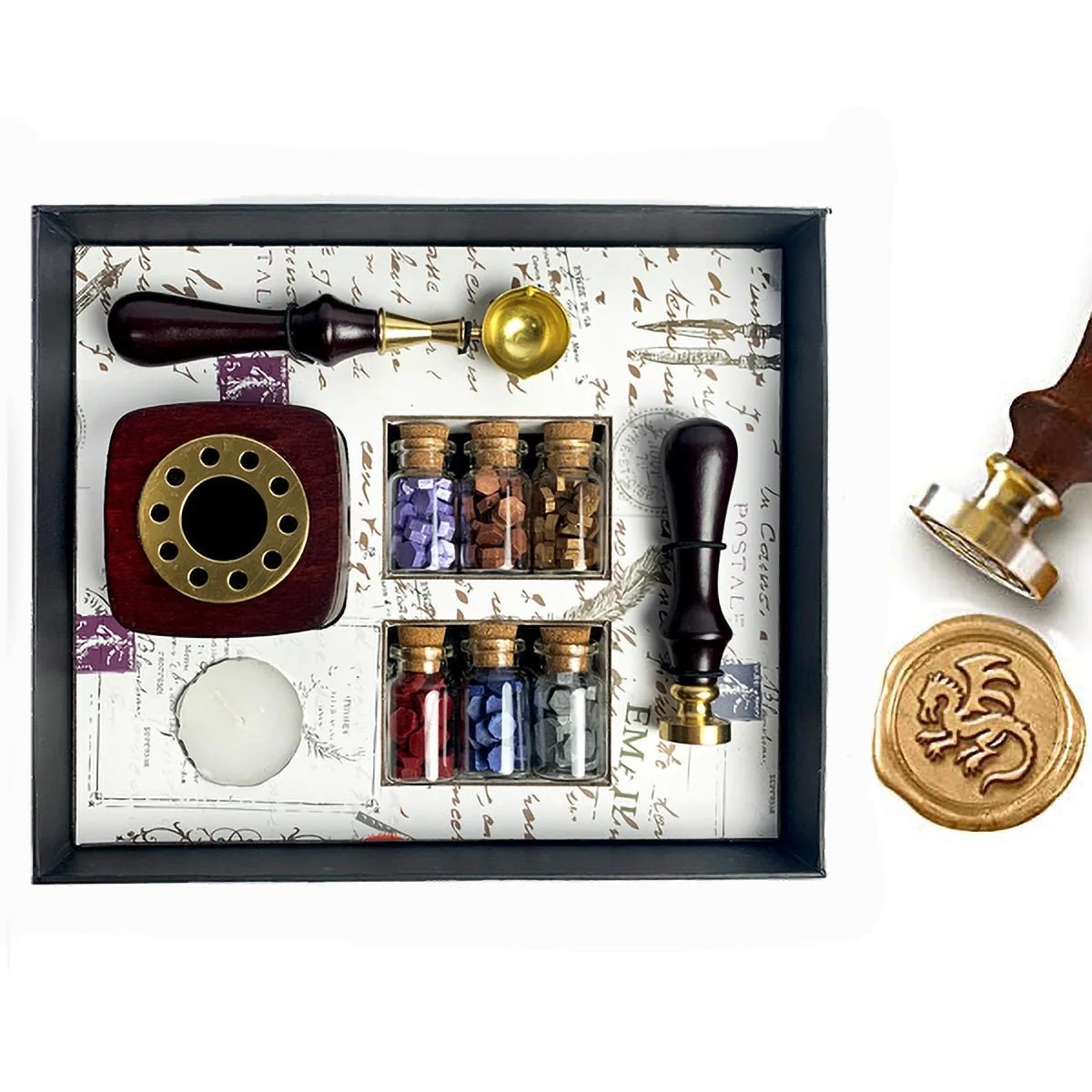 Bead Sealing Wax Kit with 6 colors Sealing Wax Beads, Melting Pot, Candle and Spoon - Image 16