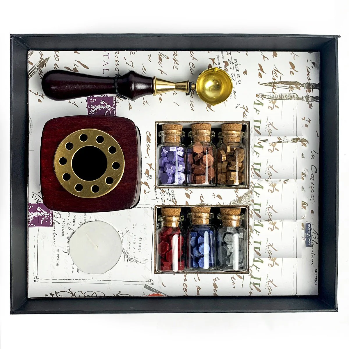 Bead Sealing Wax Kit with 6 colors Sealing Wax Beads, Melting Pot, Candle and Spoon - Image 3