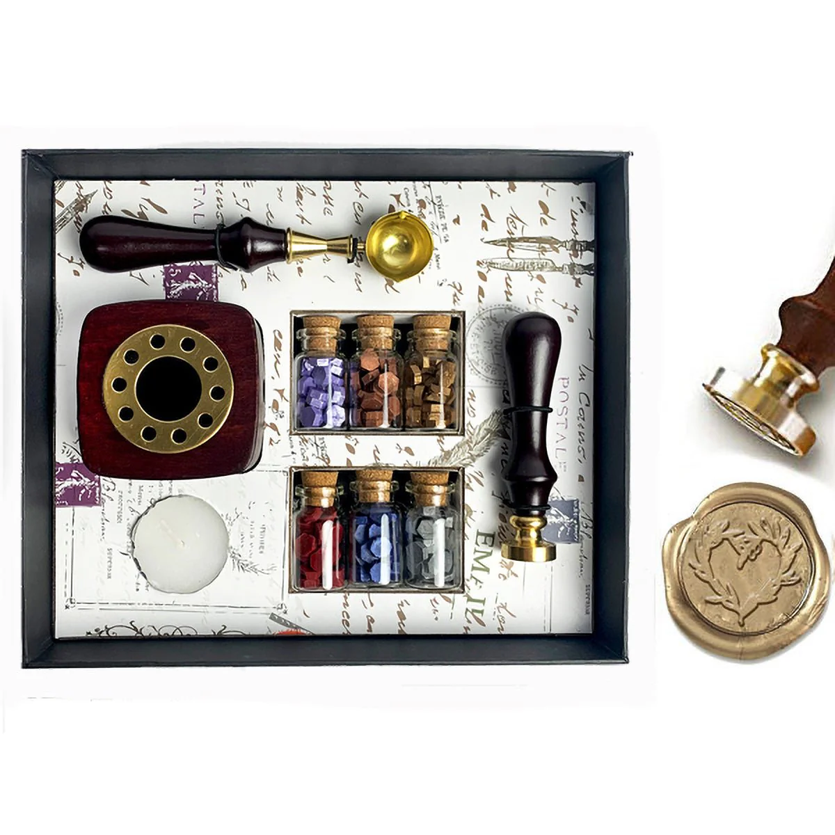 Bead Sealing Wax Kit with 6 colors Sealing Wax Beads, Melting Pot, Candle and Spoon - Image 5