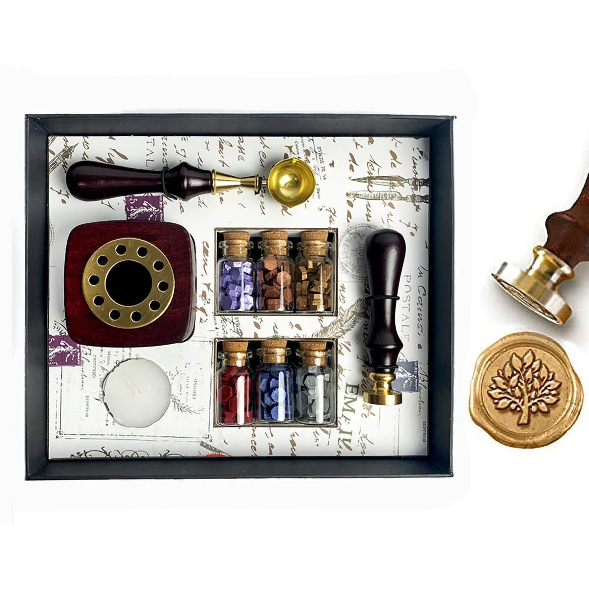 Bead Sealing Wax Kit with 6 colors Sealing Wax Beads, Melting Pot, Candle and Spoon - Image 6