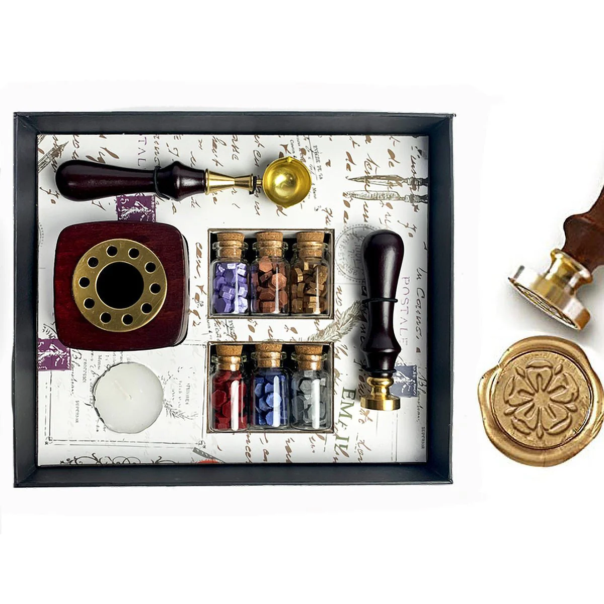 Bead Sealing Wax Kit with 6 colors Sealing Wax Beads, Melting Pot, Candle and Spoon - Image 7