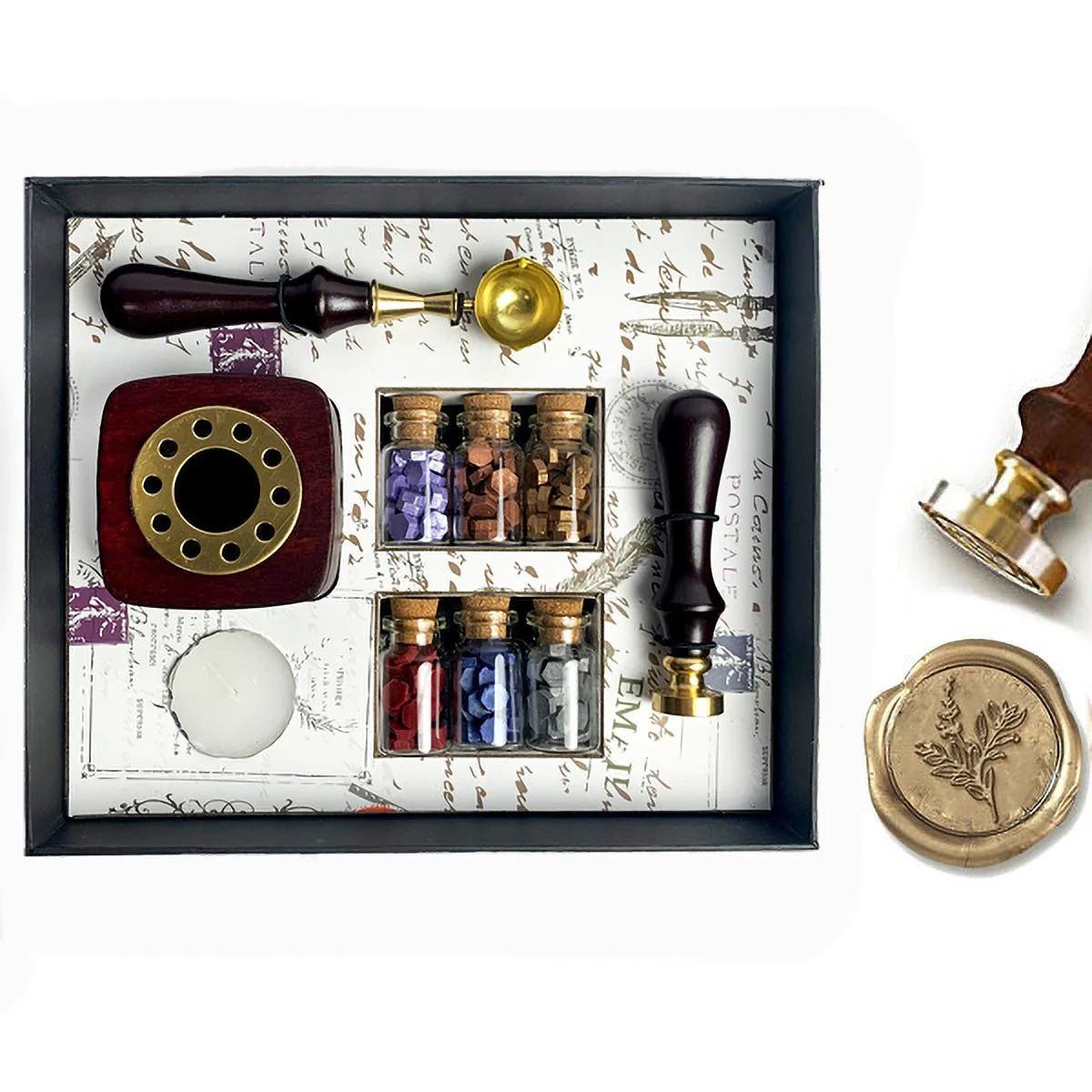 Bead Sealing Wax Kit with 6 colors Sealing Wax Beads, Melting Pot, Candle and Spoon - Image 9