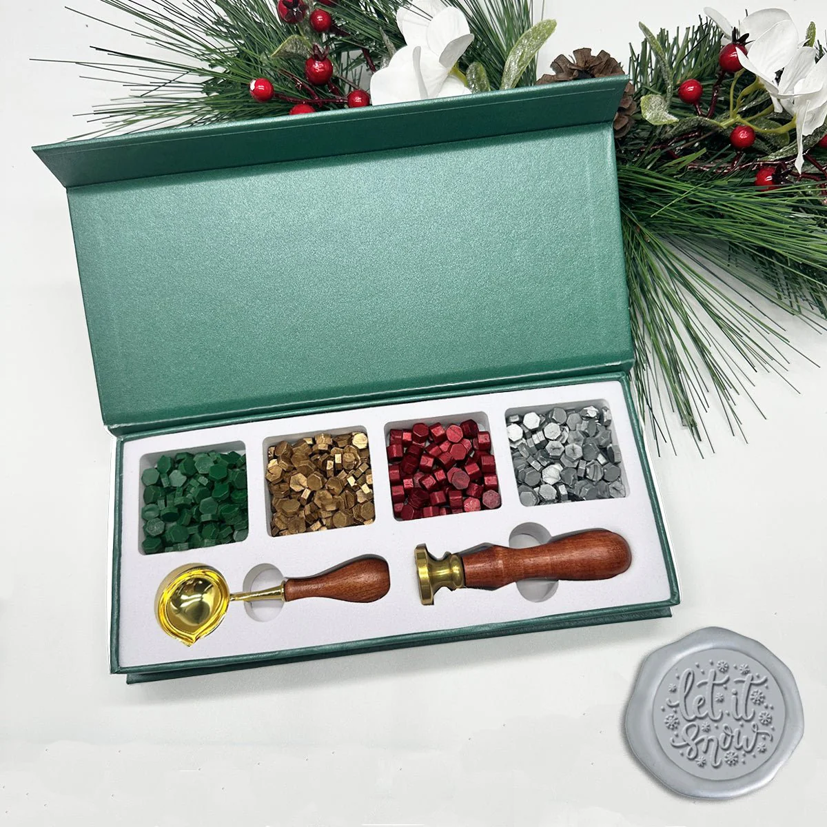 Holiday Wax Seal Kit with 4 Bead Waxes, Spoon and Christmas Wax Seal Stamp - Image 6