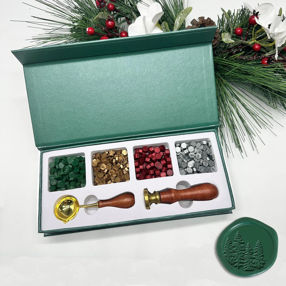 Holiday Wax Seal Kit with 4 Bead Waxes, Spoon and Christmas Wax Seal Stamp - Image 9