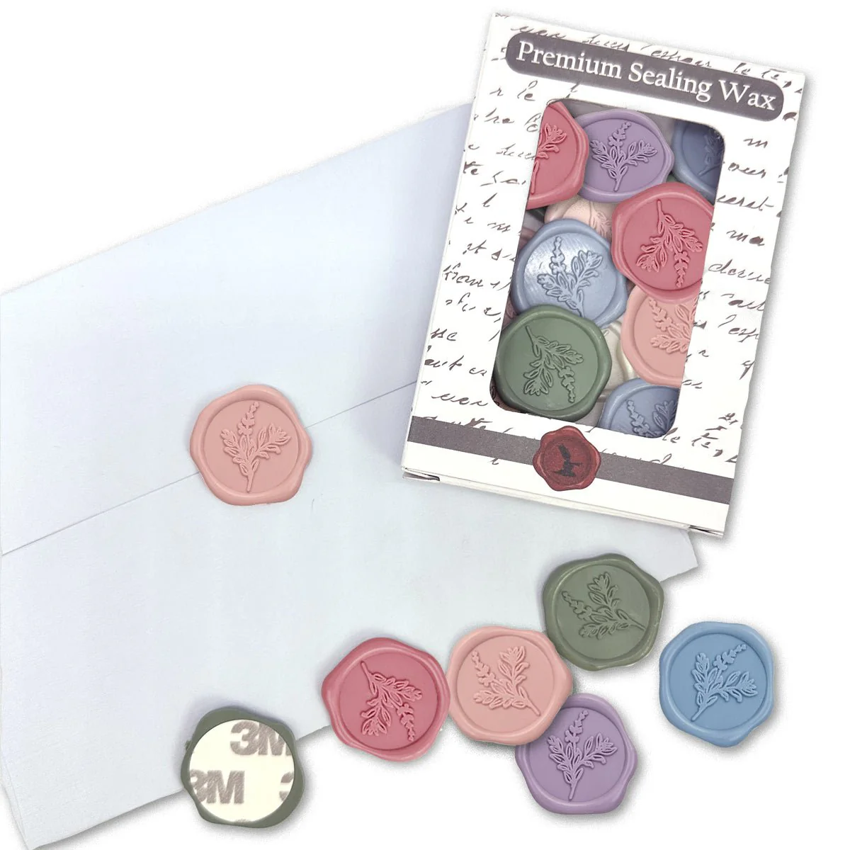 Botanical Wedding Adhesive Wax Seal Quick-Ship Stickers 25PK-7 Colors - Image 17