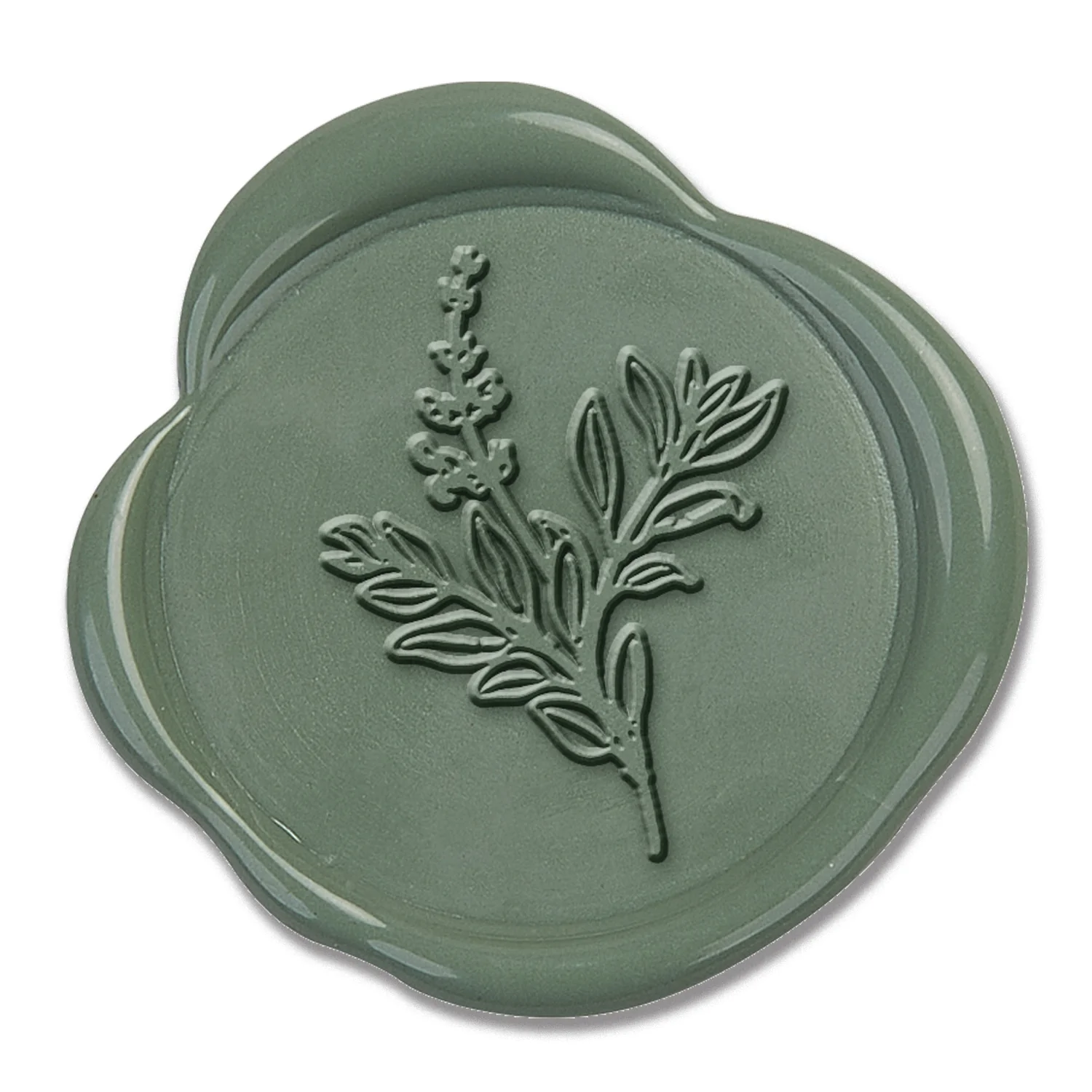Botanical Sage Hand Pressed Wedding Motif Adhesive Wax Seals #5052 - Image 2