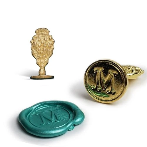 Brass Cerif Initial Wax Seal Stamp Gift Set kit with Gold Sealing Wax - Image 3