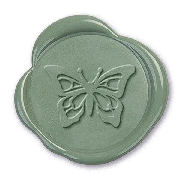 Butterfly 3 Wax Seal Stamp with Blue Handle - 3703CD-1" - Image 2