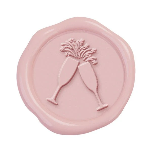 Champagne Glasses Hand Pressed Adhesive Wax Seals #5075PNS - Image 2