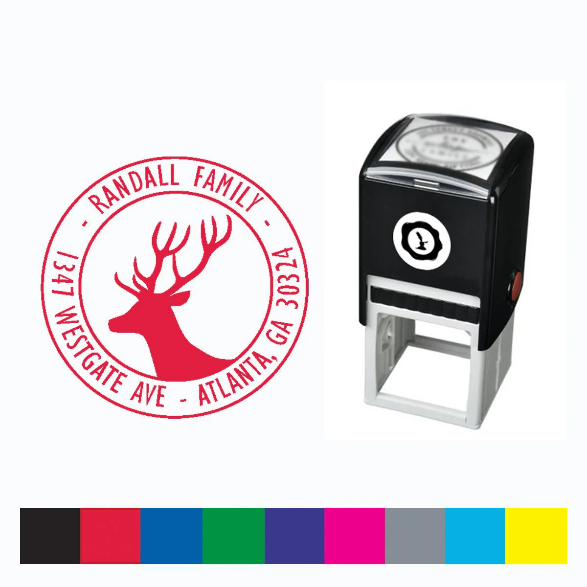 Christmas Address Self Inking Stamper with Black Ink cartridge Round 1 5/8" #859