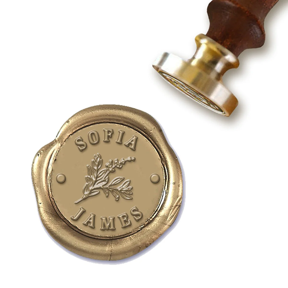 Botanical with Names Monogram Wax Seal Stamp #8708 - Image 2