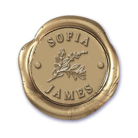 Botanical with Names Wedding Monogram Adhesive Wax Seals #8708 bundle with stamp - Image 2
