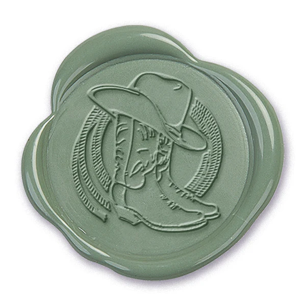 Cowboy Boots and Hat Wax Seal Stamp #6513- USA Handcrafted - Image 2