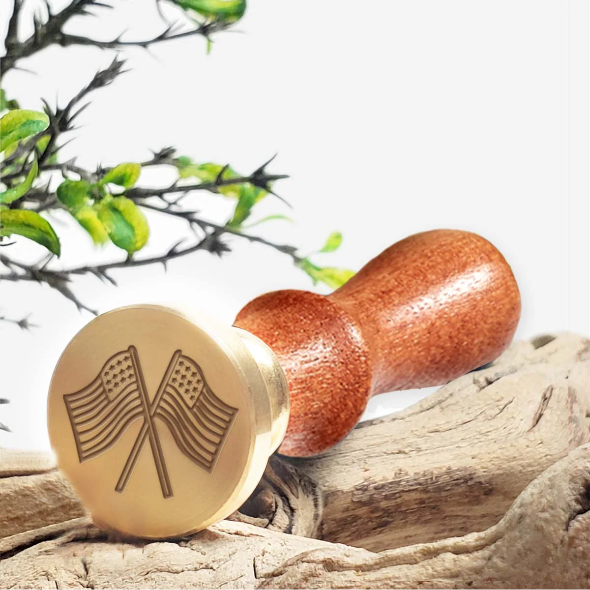 Crossed Flags Wax Seal Stamp #R1031- USA Handcrafted