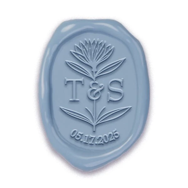 Dahlia Wedding Monogram Adhesive Wax Seals Rounded Oval #2591 Bundle with Stamp - Image 2