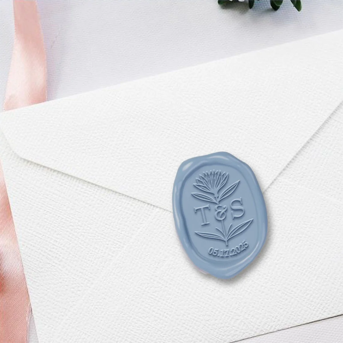 Dahlia Wedding Monogram & Date Custom Wax Seal Stamp #2591 - Image 3
