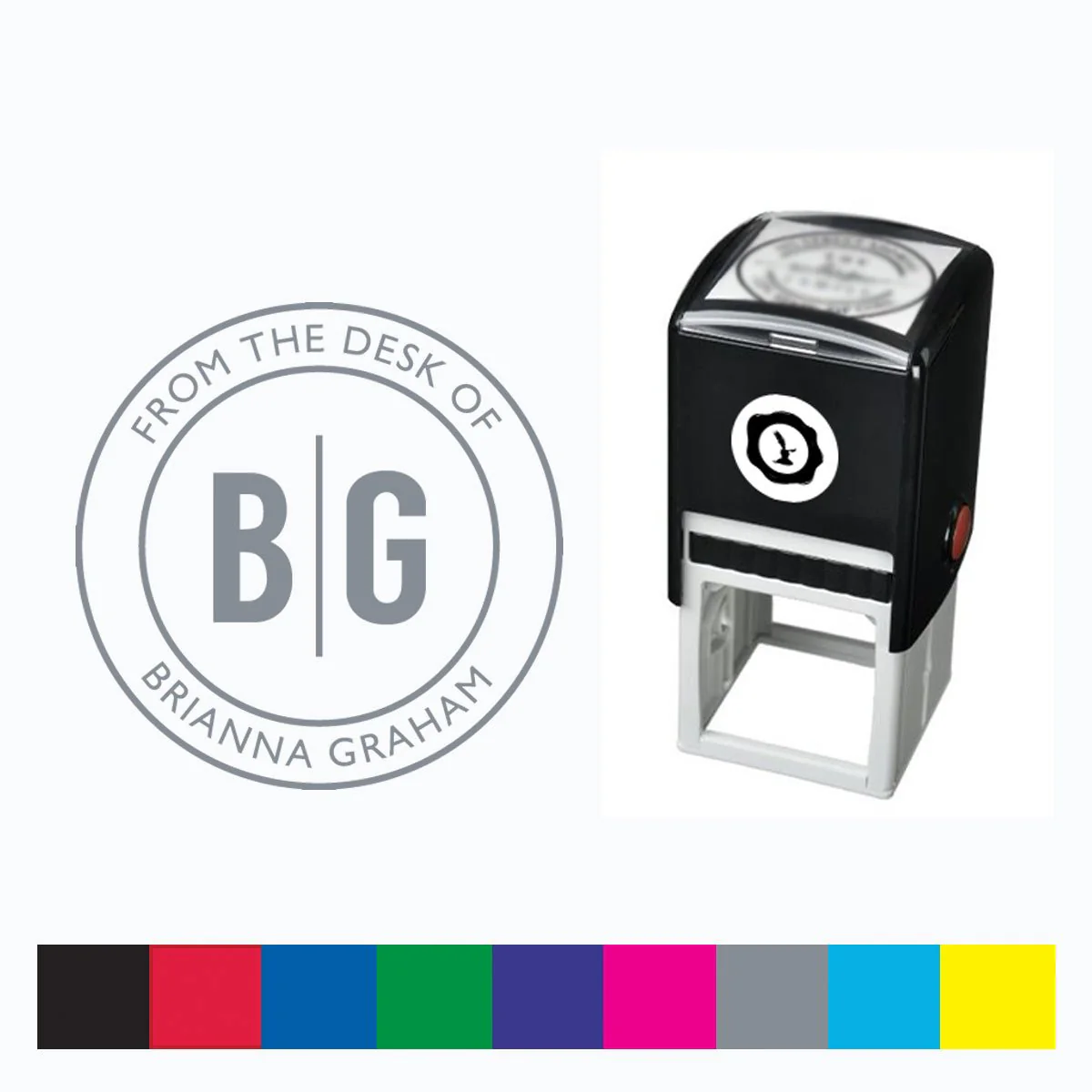 Desk Self Inking Stamper with Black Ink cartridge Round 1 5/8" #2074