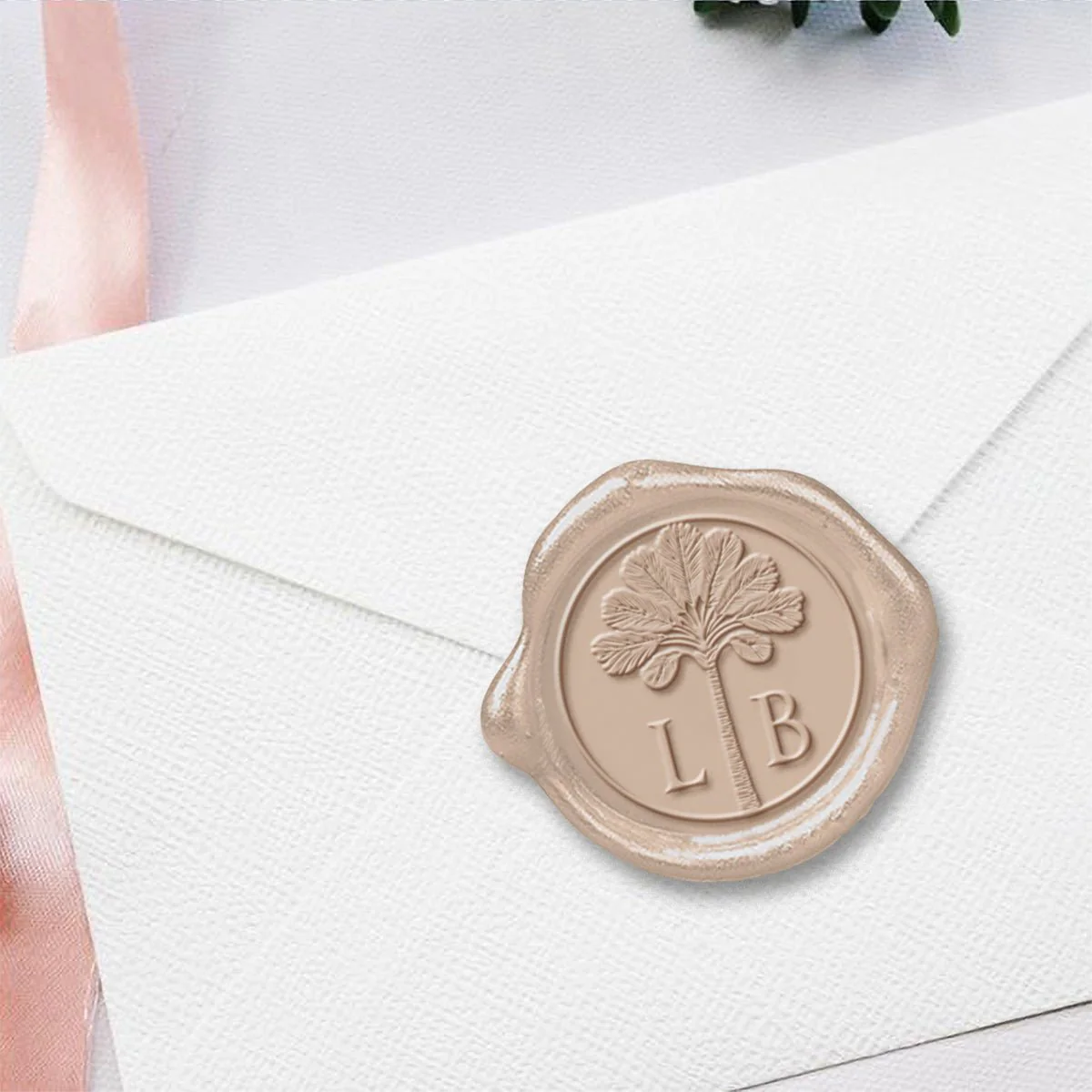 Royal Palm Custom Wedding Wax Seal Stamp #2 letters 2520 - Image 3