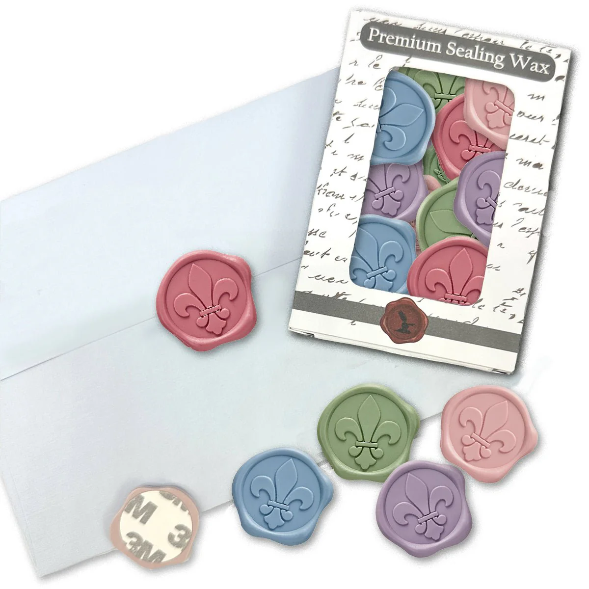 Fleur de Lis Adhesive Wax Seal Quick-Ship Stickers 25PK-6 Colors - Image 15
