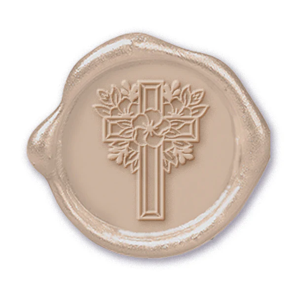 Floral Cross Wax Seal Stamp #4609 - USA Handcrafted - Image 2