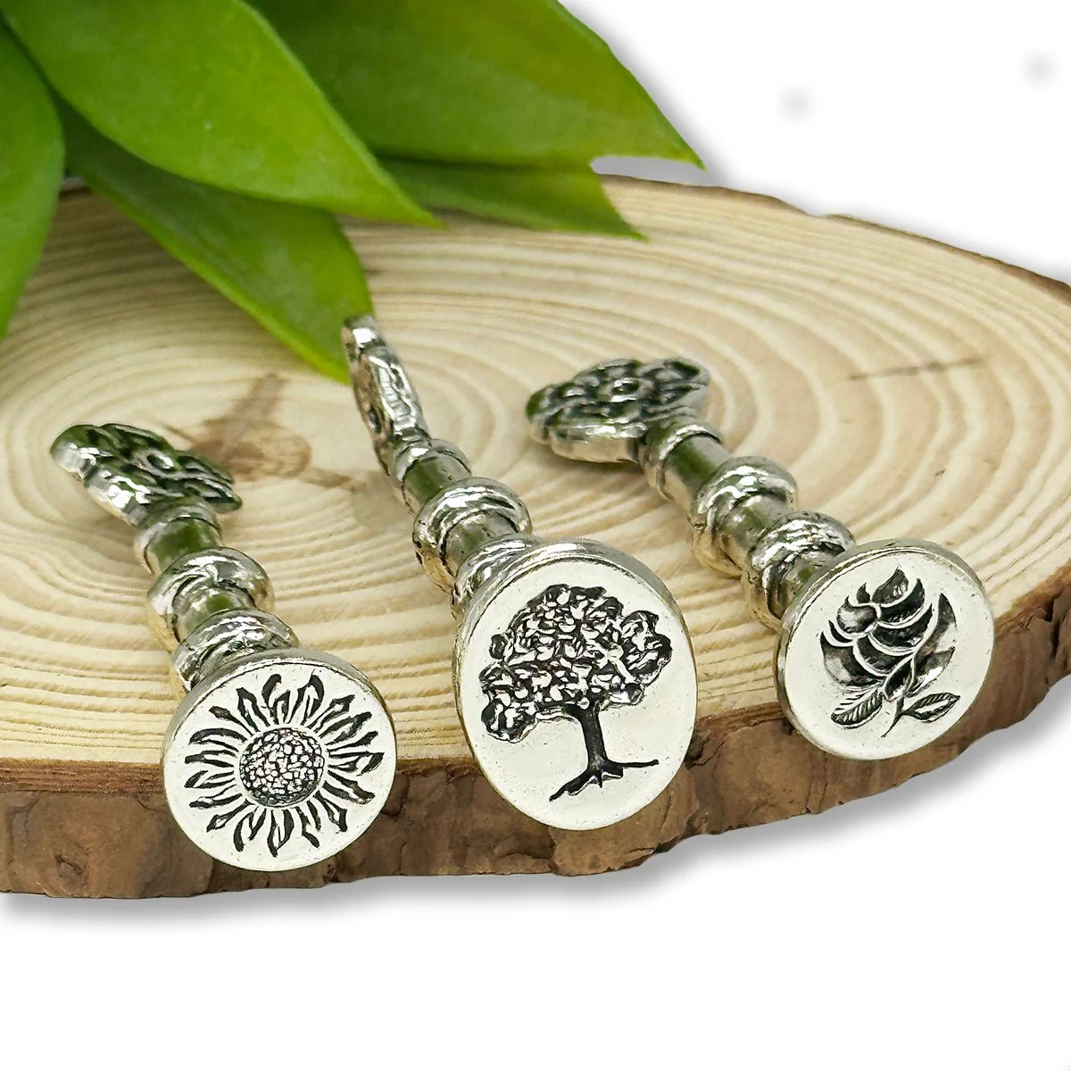 Florentine Heirloom Silver Antiqued Wax Seal Stamps with Flower Handle