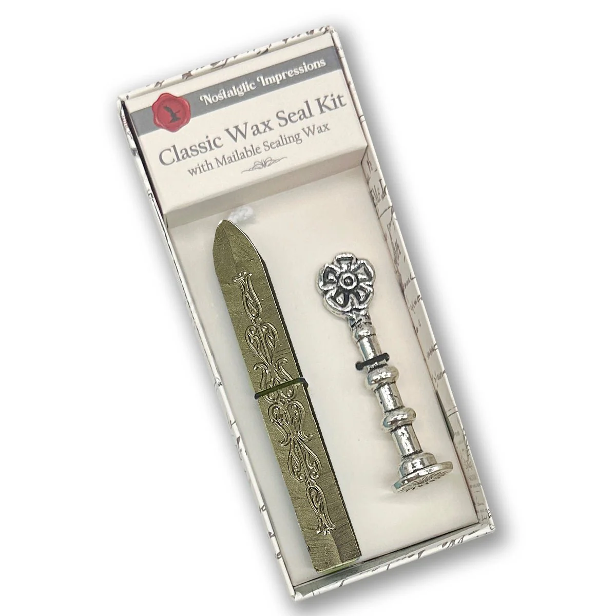 Florentine Heirloom Silver Antiqued Wax Seal Stamps with Flower Handle - Image 2