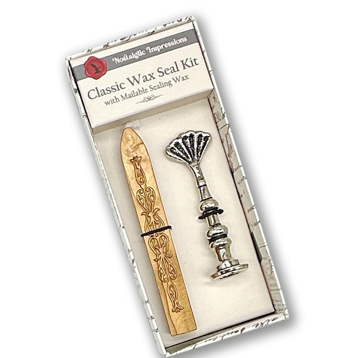 Florentine Heirloom Silver Antiqued Wax Seal Stamps with Shell Handle - Image 2
